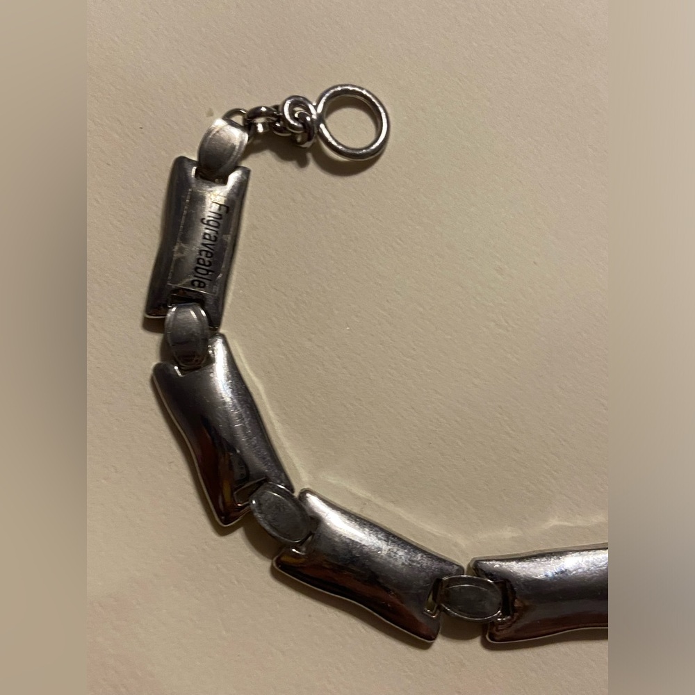 🏝️ Engraveable Silver Tone Panel Bracelet #7458 - Picture 2 of 8